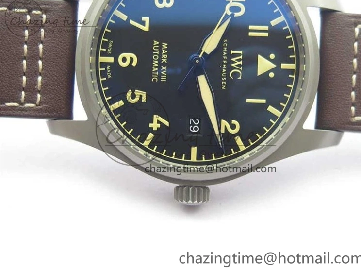 MIROTIME 0323 Mark XVIII IW327006 Titanium V7F 1:1 Best Edition Black Dial on Brown Leather Strap A Attractive 7080